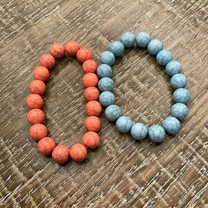 Jewelry - 2 - pink & turquoise Color Stretch bracelets